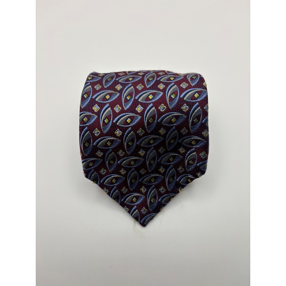 Robert Talbott Best of Class Nordstrom Silk Tie Burgundy Blue Geometric Eye